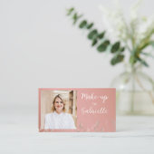 Carte De Visite Code QR de photo boho rose poussiéreuse botanique (Debout devant)