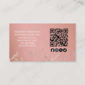 Carte De Visite Code QR de photo boho rose poussiéreuse botanique (Dos)