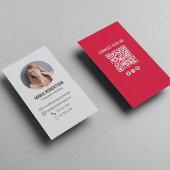 Carte De Visite Code QR de photo d'affaires rouge moderne