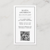 Carte De Visite Code QR de photo d'agent immobilier à clé argent v (Dos)