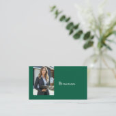 Carte De Visite Code QR de photo d'agent immobilier Hunter Green (Debout devant)