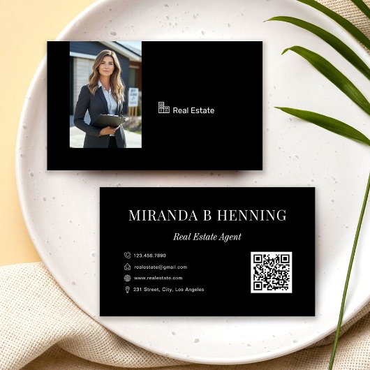 Carte De Visite Code QR de photo d'agent immobilier professionnel