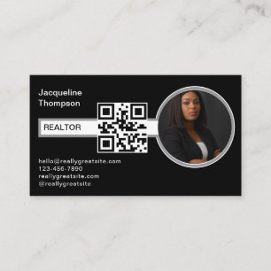 Carte De Visite Code QR de photo d'agent immobilier Realtor modern