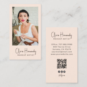 Carte De Visite Code QR de photo d'artiste de maquillage moderne