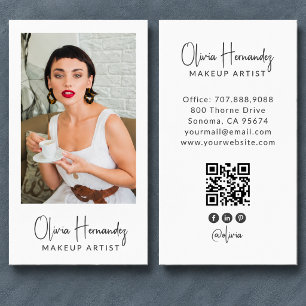 Carte De Visite Code QR de photo d'artiste de maquillage moderne