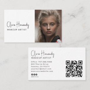 Carte De Visite Code QR de photo d'artiste maquilleur moderne