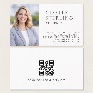 Carte De Visite Code QR de photo d'avocat
