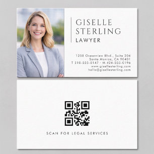 Carte De Visite Code QR de photo d'avocat