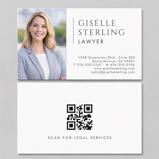 Carte De Visite Code QR de photo d'avocat