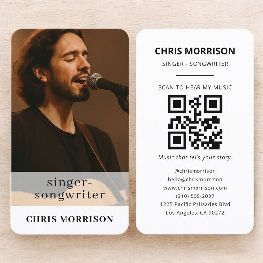 Carte De Visite Code QR de photo de chanteur-compositeur
