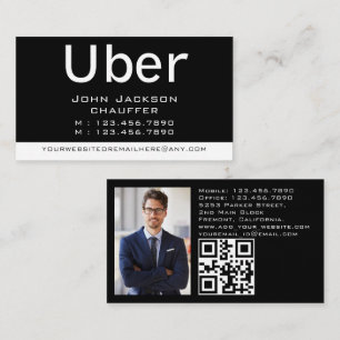 Carte De Visite Code QR de photo de chauffeur de taxi moderne et t