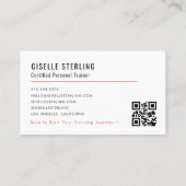 Carte De Visite Code QR de photo de forme de coach personnel (Dos)