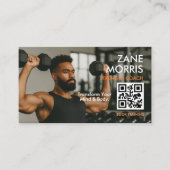 Carte De Visite Code QR de photo de l'entraîneur de force (Devant)