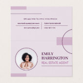 Carte De Visite Code QR de photo de lignes fines Agent immobilier (Extérieur déplié)