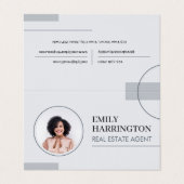 Carte De Visite Code QR de photo de lignes fines Agent immobilier  (Extérieur déplié)