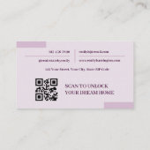 Carte De Visite Code QR de photo de lignes fines Agent immobilier (Dos)