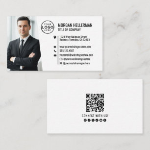 Carte De Visite Code QR de photo de logo de médias sociaux moderne