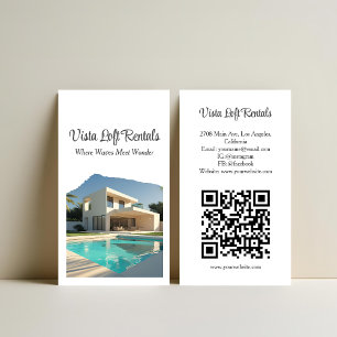 Carte De Visite Code QR de photo de maison d'hôtes de location de 