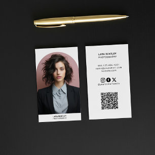 Carte De Visite Code QR de photo de portrait moderne styliste