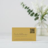 Carte De Visite Code QR de photo de script gris jaune moderne pers (Debout devant)