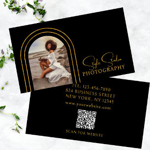 Carte De Visite Code QR de photo de script moderne élégant Photogr
