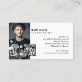 Carte De Visite Code QR de photo de studio d'artiste de tatouage d (Dos)