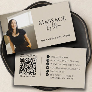 Carte De Visite Code QR de photo de thérapeute en massage moderne