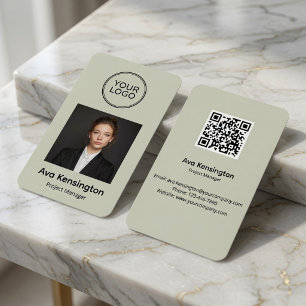 Carte De Visite Code QR de photo d'employé moderne