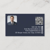 Carte De Visite Code QR de photo d'employé professionnel Bleu Avia (Dos)