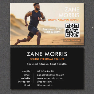 Carte De Visite Code QR de photo d'entraîneur personnel en ligne