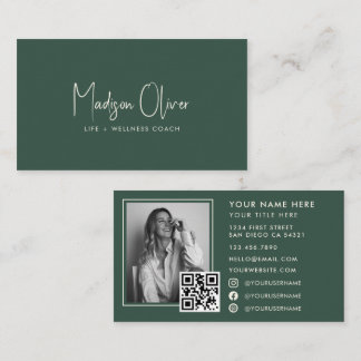 Carte De Visite Code QR de photo d'entreprise moderne minimaliste