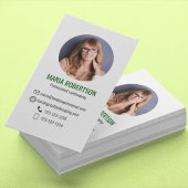 Carte De Visite Code QR de photo d'entreprise moderne verte
