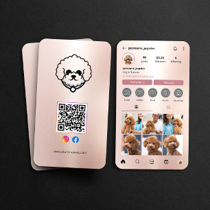 Carte De Visite Code QR de photo d'influenceur de chien sur un pro