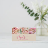 Carte De Visite Code QR de photo d'ongle de script rose fuchsia ch (Debout devant)