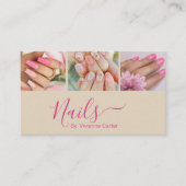 Carte De Visite Code QR de photo d'ongle de script rose fuchsia ch (Devant)
