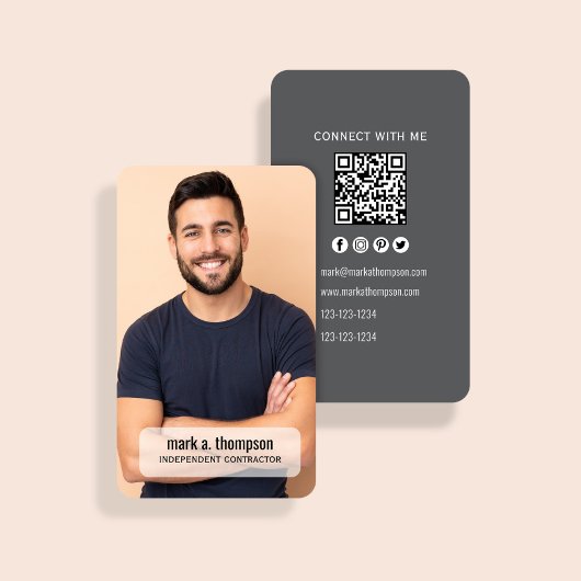 Carte De Visite Code QR de Photo Moderne Connectez-vous Avec Moi M