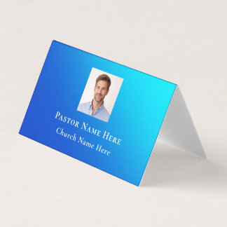 Carte De Visite Code QR de photo personnalisé avec dégradé bleu mo
