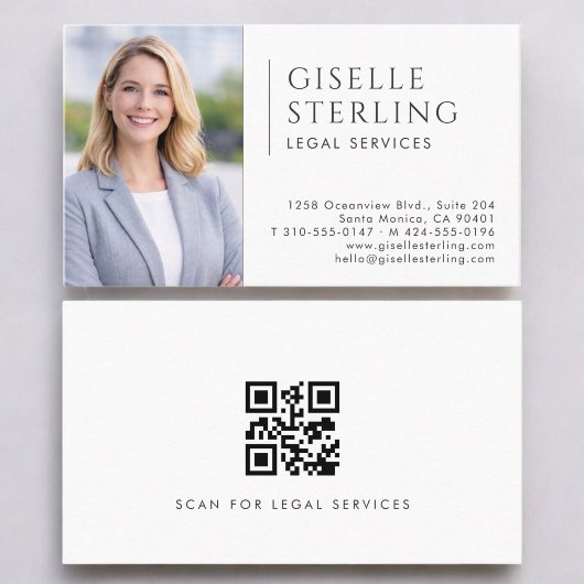 Carte De Visite Code QR de photo pour services juridiques