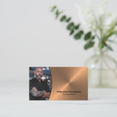 Carte De Visite Code QR de photo professionnelle Chef Faux Copper (Debout devant)