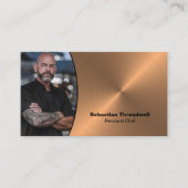 Carte De Visite Code QR de photo professionnelle Chef Faux Copper (Devant)