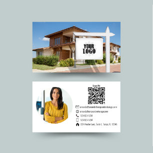 Carte De Visite Code QR de photo professionnelle de l'immobilier