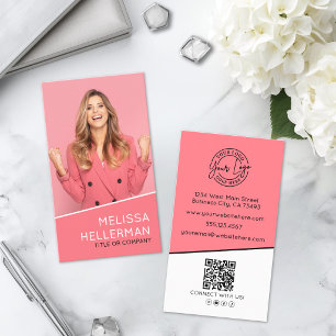 Carte De Visite Code QR de photo professionnelle Logo Rose Vertica