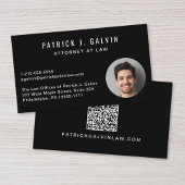 Carte De Visite Code QR de photo professionnelle noir