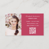 Carte De Visite Code qr de photo rose élégant (Dos)