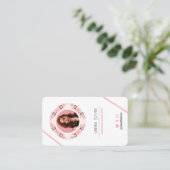 Carte De Visite Code QR de photo rose minimale avec motif (Debout devant)