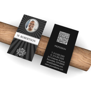 Carte De Visite Code QR de photo simple élégant professionnel