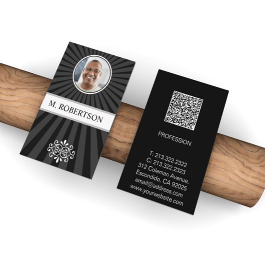 Carte De Visite Code QR de photo simple élégant professionnel