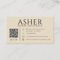 Code QR de photographe de mariage en lin faux mode