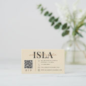 Carte De Visite Code QR de photographe de mariage en lin faux mode (Debout devant)