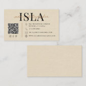 Carte De Visite Code QR de photographe de mariage en lin faux mode (Devant / Derrière)